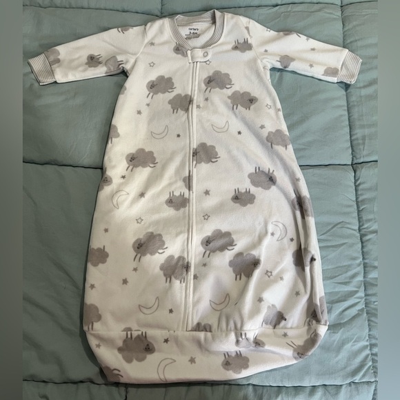 Carter's Sleep Bag Sleep Sack White With Grey Sheep NWOT - Picture 2 of 4